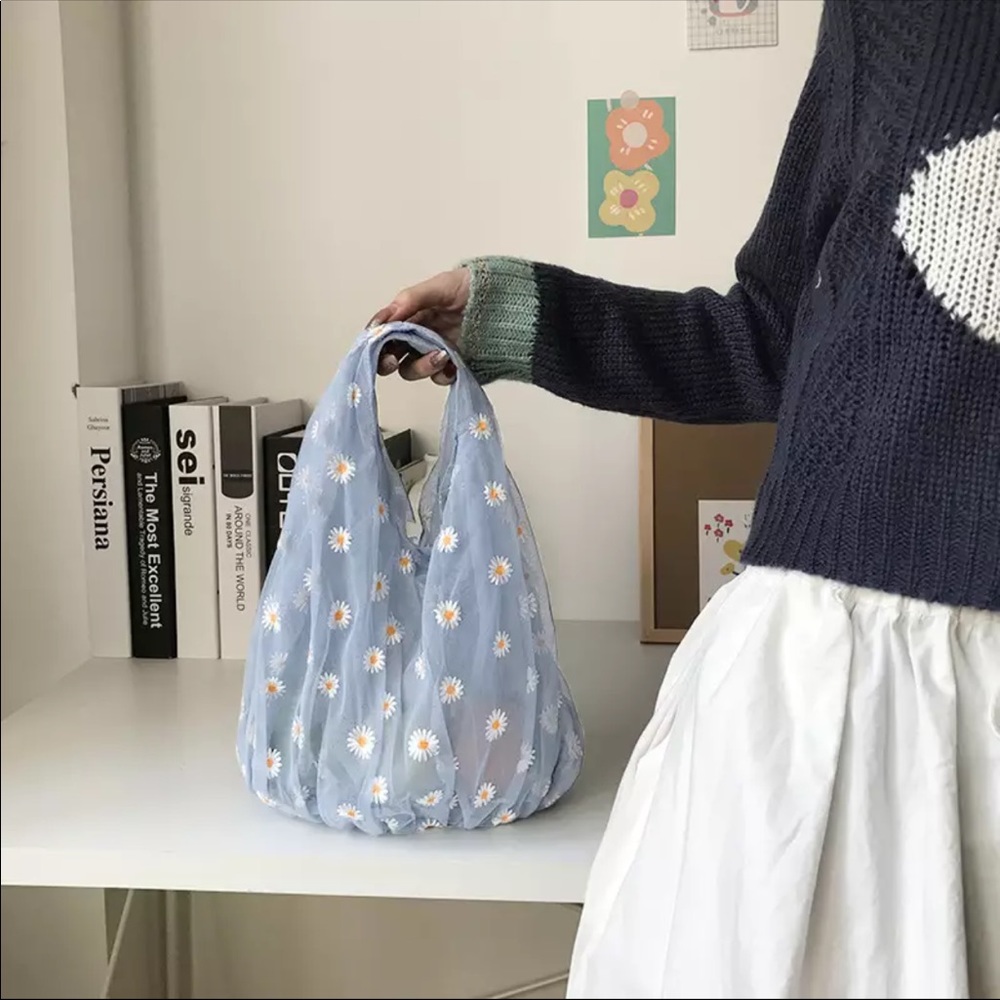 New handmade daisy mesh bag eco friendly fruit bag